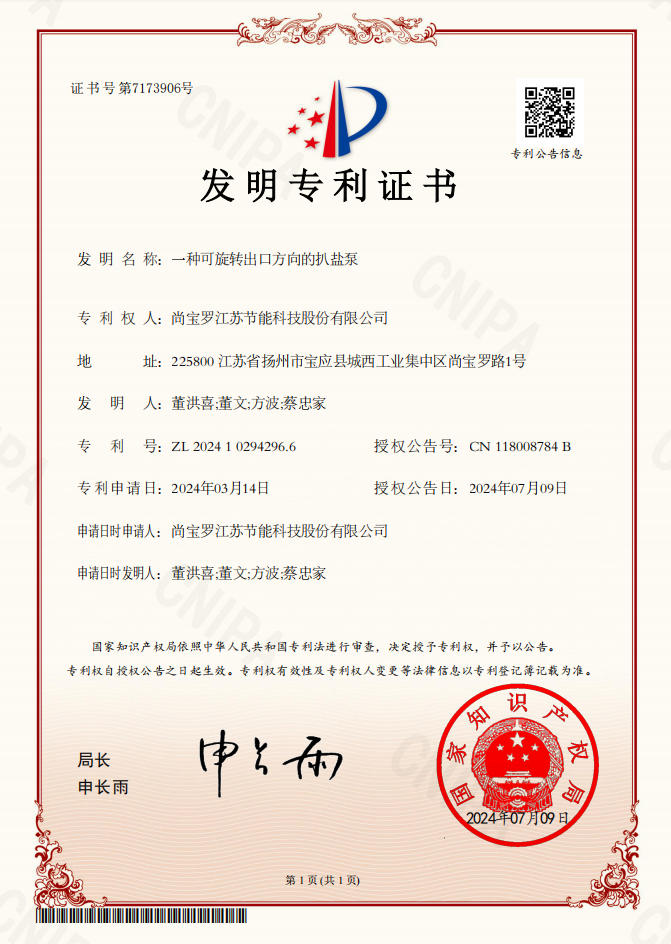 一种可旋转出口方向的扒盐泵